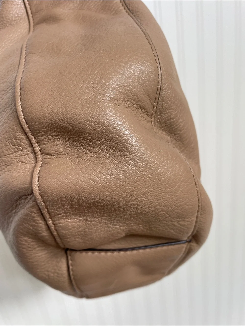 Michael Kors Beige Leather Hobo with Braided Strap & Tassel Charm